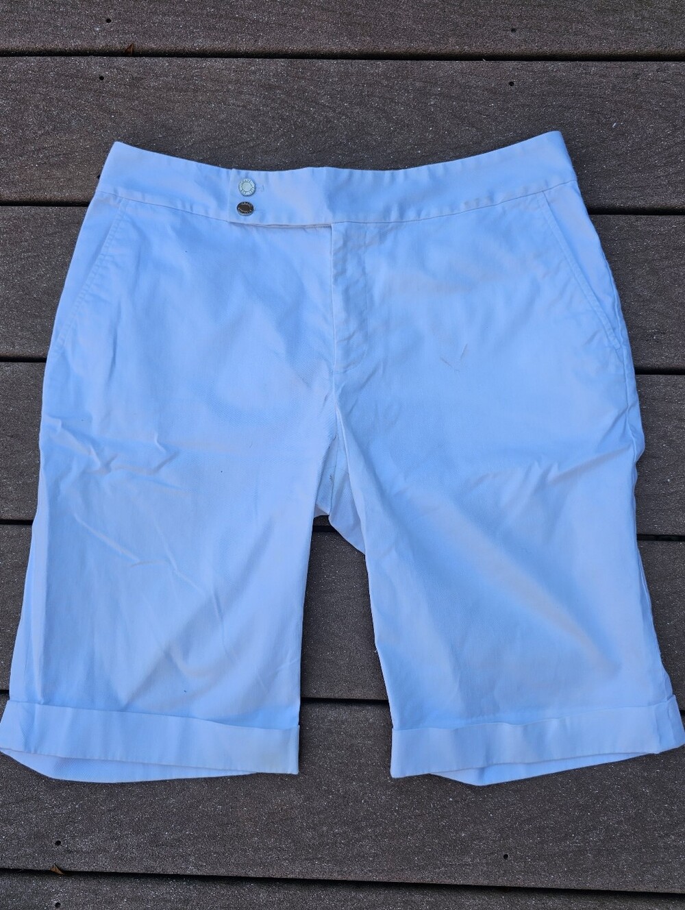 Chaps Ralph Lauren White Bermuda Shorts Cotton Twill 8